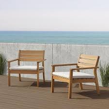 Real Flame Hale Set Of 2 Teak Wood Stationary Conversation Chair S With Cushioned Seat Lowes Com In 2020 Lounge Chair Outdoor Outdoor Chairs Patio Chairs