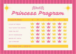 Pink And Yellow Royal Princess Reward Chart Templates By Canva