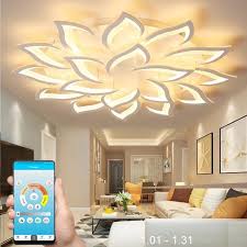 Modern Smart Led Lotus Chandelier With Remote Controller For Living Room In 2020 Led Chandelier Wireless Lighting Ceilings Chandelier In Living Room