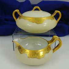 Very old, vintage, about one hundred years old, unusual pink gla. Haviland Limoges Creamer Sugar Bowls Circa And Similar Items