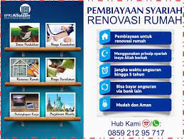 Untuk merenovasi rumah terkadang butuh dana yang cukup besar sehingga terkadang alternatif untuk melakukan renovasi adalah melakukan gadai jaminan sertifikat rumah sehingga dana renovasi dapat diperoleh dengan cepat dengan jaminan yang aman yaitu rumah itu sendiri. Pembiayaan Renovasi Rumah 100 Pinjaman Syariah Tanpa Riba