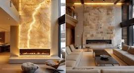 ᑕ❶ᑐ Stunning Backlit Onyx Stone Electric Fireplace Wall
