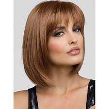 Human Hair Blend Wig Short Straight Bob Short Hairstyles 2020 Straight With  Bangs Capless Women's Black Blonde Brown With Blonde 12 inch 2024