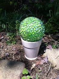I wasn't careful and i let myself get. Home Made Gazing Ball Made From Glass Beads And A Rubber Ball How Cute Gazing Ball Garden Art Gazing