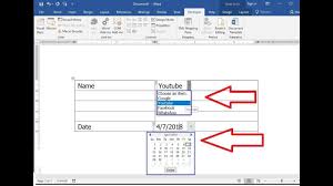 Ms Word How To Create Drop Down List Of Date Calendar Name With Word 2010 Templates And Add Ins In 2020 Calendar Template Templates Ms Word