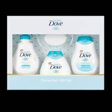 Many babies exhibit eczema, a dry skin condition consisting of red, irritated patches. Baby Dove Caring Baby Bath Set