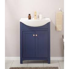 blue single sink bathroom vanity with