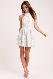 Seasons Of Love White Lace Halter Skater Dress White Lace Skater Dress White Lace Top Sleeveless Red Lace Dress