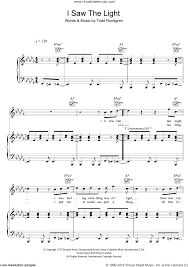 Rundgren I Saw The Light Sheet Music For Voice Piano Or Guitar