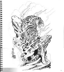 Black And White Japanese Tiger Tattoo Designs 