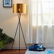 Versanora Stativ Led Standard Stehlampe Gold Schirm Real