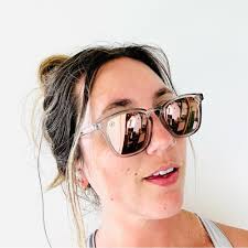 BLENDERS Clear Plastic Rose Gold Champagne Reflective Mirrored Lens  Sunglasses