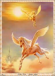Golden Flight By Robin Koni Fantasy Horses Magical Horses Unicorn Pictures