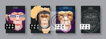 Diese können sie kostenlos und uneingeschränkt nutzen. Affe Abstrakte Abdeckungen Festgelegt Karte Affe Vorlage Futur Wandsticker Myloview De