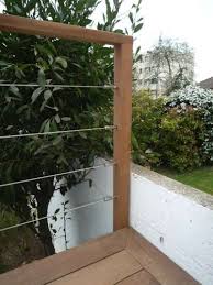 Garde Corps En Bois Avec Cables Inox Garde Corps Bois Balustrade Terrasse Escaliers De Patio