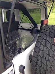 Jeep Wrangler Cargo Area Cover Made From Aluminum Diamond Plate Jeep Wrangler Accessories Diy Jeep Yj Jeep Wrangler