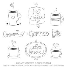 I Heart Coffee Doodles Cu Miss Tiina Coffee Doodle Doodles Digital Stamps