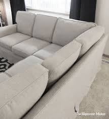 I Used Rustic A Linen And Cotton Blend In Undyed Color Oatmeal To Create A Casual Slipcover Sectional Sofa Slipcovers Sectional Slipcover Sectional Couch Cover