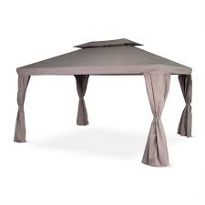 Abri de terrasse en aluminium. Pergola Aluminium 3x4m Divodorum Taupe Avec Rideaux Coulissants Tonnelle Tente De Jardin Abri De Terrasse