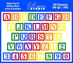 Digital Alphabet Letters Clipart Rainbow Block Letters Baby Etsy Alphabet Letters Clipart Digital Alphabet Lettering Alphabet