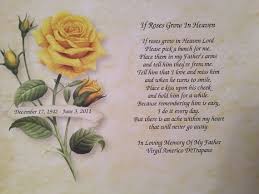 In Memory Of Father Dad Personalized If Roses Grow In Heaven Memorial Poem For Loss Of Father In 2021 Funeral Poems Memorial Poems Anniversary Quotes Funny