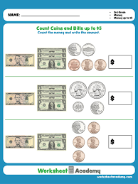 Count Coins And Bills Up To 5 Third Grade Math Worksheets Homeschool Worksheets Money Worksheets