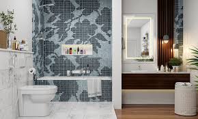 Marble tiling in the tub brings culture into the small space. Bathroom Designs Bathroom Interior Designs Design Cafe