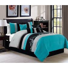 Black And Teal Comforter Set Walmart Chezmoi Collection Napa 7 Piece Luxury Leaves Scroll Embroidery Comforter Set Walmart Com In 2020 Black Comforter Sets Black Comforter Comforter Sets