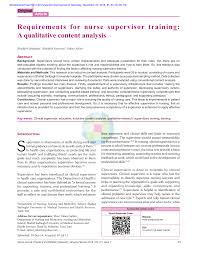 Community colleges often offer the best online classes for cnas, with accreditation levels that can be trusted and teaching requirements that meet that state's respective health and nursing standards. Pdf Requirements For Nurse Supervisor Training A Qualitative Content Analysis