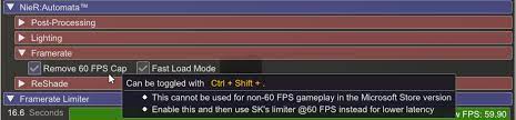 Click on the box to the left of remove 60 fps cap to enable the unlock. Nier Automata Far Plugin Special K The Official Wiki