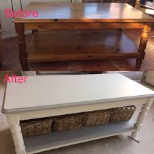 Pine Coffee Table Transformation Using Homebase Chalk Paint