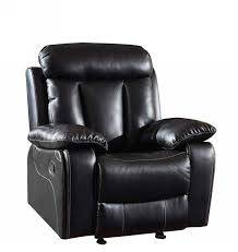 Modern Black Leather Air Match Recliner Chair Global United 9361 9361 Ch Bl