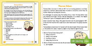 See more ideas about thomas edison, thomas edison activities, edison. Second Grade Thomas Edison Reading Passage Comprehension Activity