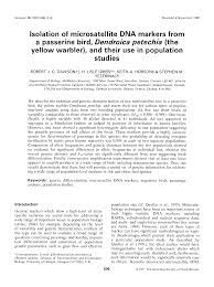Isolation Of Microsatellite Dna Markers From A Passerine Bird Dendroica Petechia The Yellow Warbler And Their Use In Popu Essay Examples Essay Biochemistry