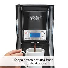 Hamilton beach iced tea & coffee maker is so easy to use once the brewing cycle has finished all you have to do is take out the brewing basket of this on top of everything else, the hamilton beach iced tea maker is compact enough to put anywhere on your kitchen counter without taking up much space. Hamilton Beach Brewstation 12 Cup Coffee Maker 48463