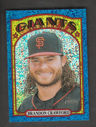 BRANDON CRAWFORD #372 2021 TOPPS HERITAGE "BLUE SPARKLE"/NICE CONDITION****