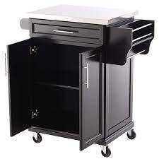 The rolling design on wheels lets you easily move the cart around the kitchen or your home. Homcom Modern Rolling Kitchen Island Storage Cart W Stainless Steel Top Black Furniture Kitchen Dining Room Furniture Svanimal Com