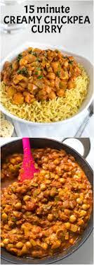 15 Minute Creamy Chickpea Curry An Easy Vegetarian Curry In Record Time Perfect Student Food Easy Vegetarian Curry Curry Recipes Easy Vegetarian Curry