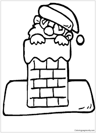 Santa stuck in the chimney coloring page from santa claus category. Santa Peeking Over The Chimney Coloring Pages Christmas Coloring Pages Coloring Pages For Kids And Adults