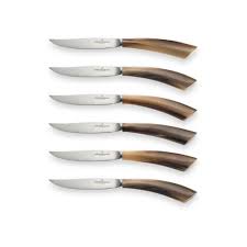 All steak knives are directly available from our stock. Steak Knife Set With Blond Buffalo Horn Handles