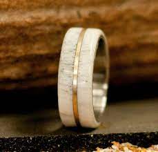 Antler Wedding Band The Golden Men S Etsy Antler Wedding Band Mens Wedding Rings Titanium Wedding Band