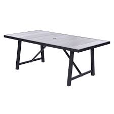 Lowes Clearance 300 73 Allen Roth Oakview Rectangular Patio Dining Table Lowe S Canada Patio Dining Table Outdoor Dining Table Patio Dining