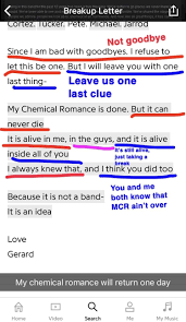 Guyssss He Is Literally Telling Us At The End Of The Break Up Letter That Mcr Will Come Back Why Hasn T Anyone El Break Up Letters My Chemical Romance Breakup