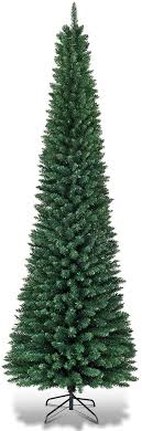 The christmas tree symbolizes peace and love and is a decorated evergreen coniferous tree. Amazon Com Goplus 9ft Pencil Christmas Tree 1500 Branch Tips Premium Pvc Needles Artificial Slim Christmas Tree W Sturdy Metal Stand Unlit Christmas Tree For Home Office Shops And Hotels Home