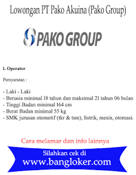 Apabila anda berminat dan memenuhi persyaratan dari pt pakoakuina diatas, silahkan daftarkan diri anda melalui bkk smk ypia cakung. Lowongan Kerja Pt Pako Akuina Pako Group Terbaru Bangloker Com Lowongan Kerja Terbaru 2021