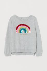 Babykleidung outfits junge mädchen herbst winter warme bekleidungsset langarm pullover top mit regenbogen aufdruck baumwolle hose kleinkind kleidung satz. Pullover Mit Paillettenmotiv Hellgrau Regenbogen Kinder H M Ch