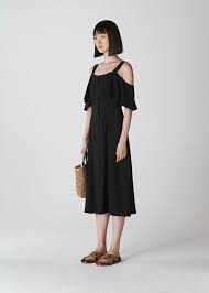Black Frill Button Midi Dress Whistles Whistles In 2020 Dresses Latest Midi Dresses Midi Dress