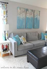 House Of Turquoise Welcome To The Mouse House Living Room Turquoise Grey Couch Living Room Living Room Grey