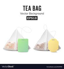 Pyramid Shape Tea Bag Set Mock Up With Empty Vector Image