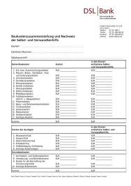 Deutsche postbank ag dsl bank, kulmbach: Baukostenzusammenstellung Und Nachweis Der Selbst Baufi100